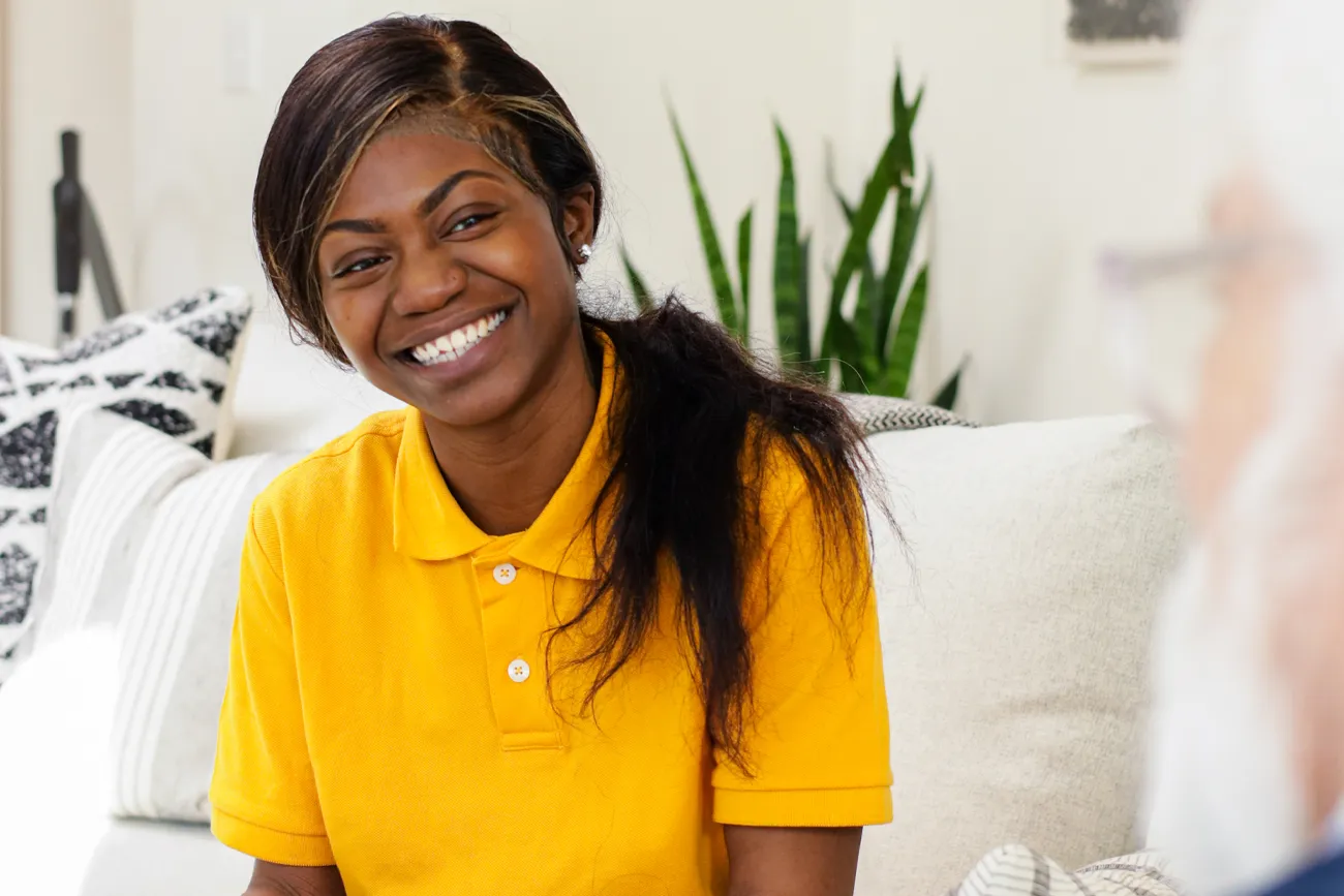 smiling caregiver worker