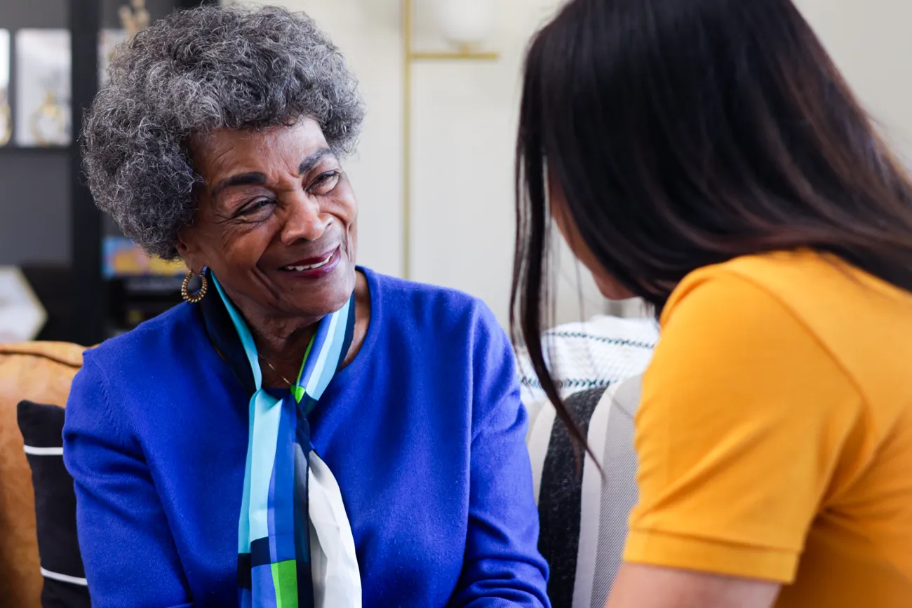 caregiver helping a client