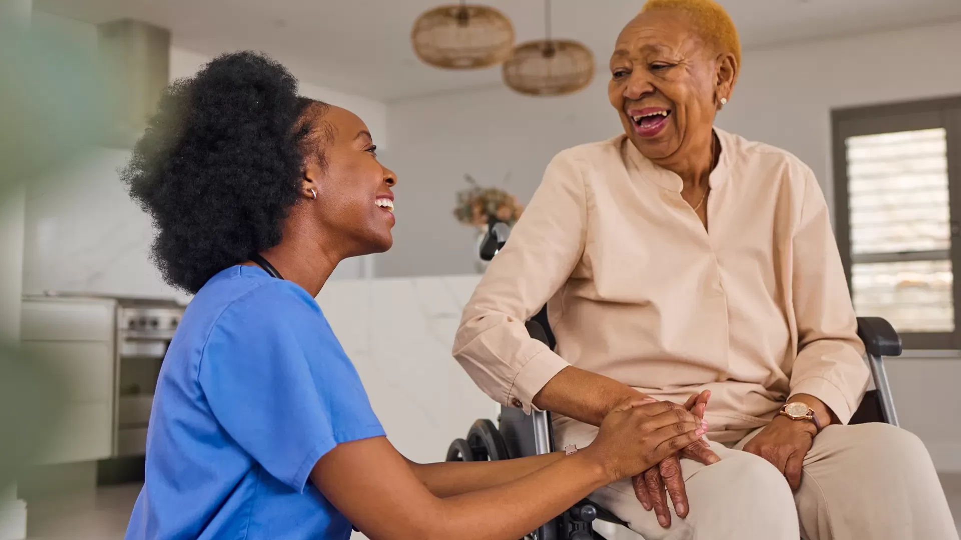 old african lady receiving homecare